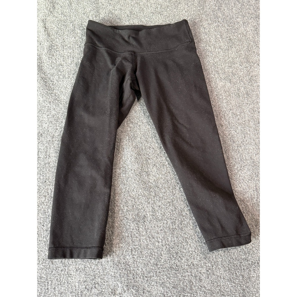 Lululemon Womens Black Cropped Leggings Yoga Training Tights Size 4 17in Inseam